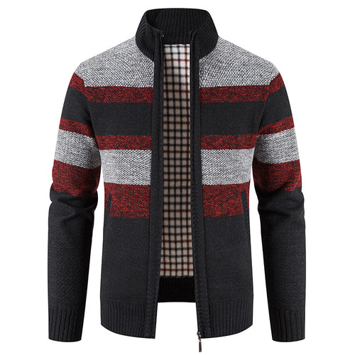 Modern knitted jacket for men with a modern and versatile check pattern Lune London