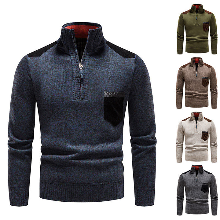 Elegant sweater for men with a high collar and fine contrasting details Lune London