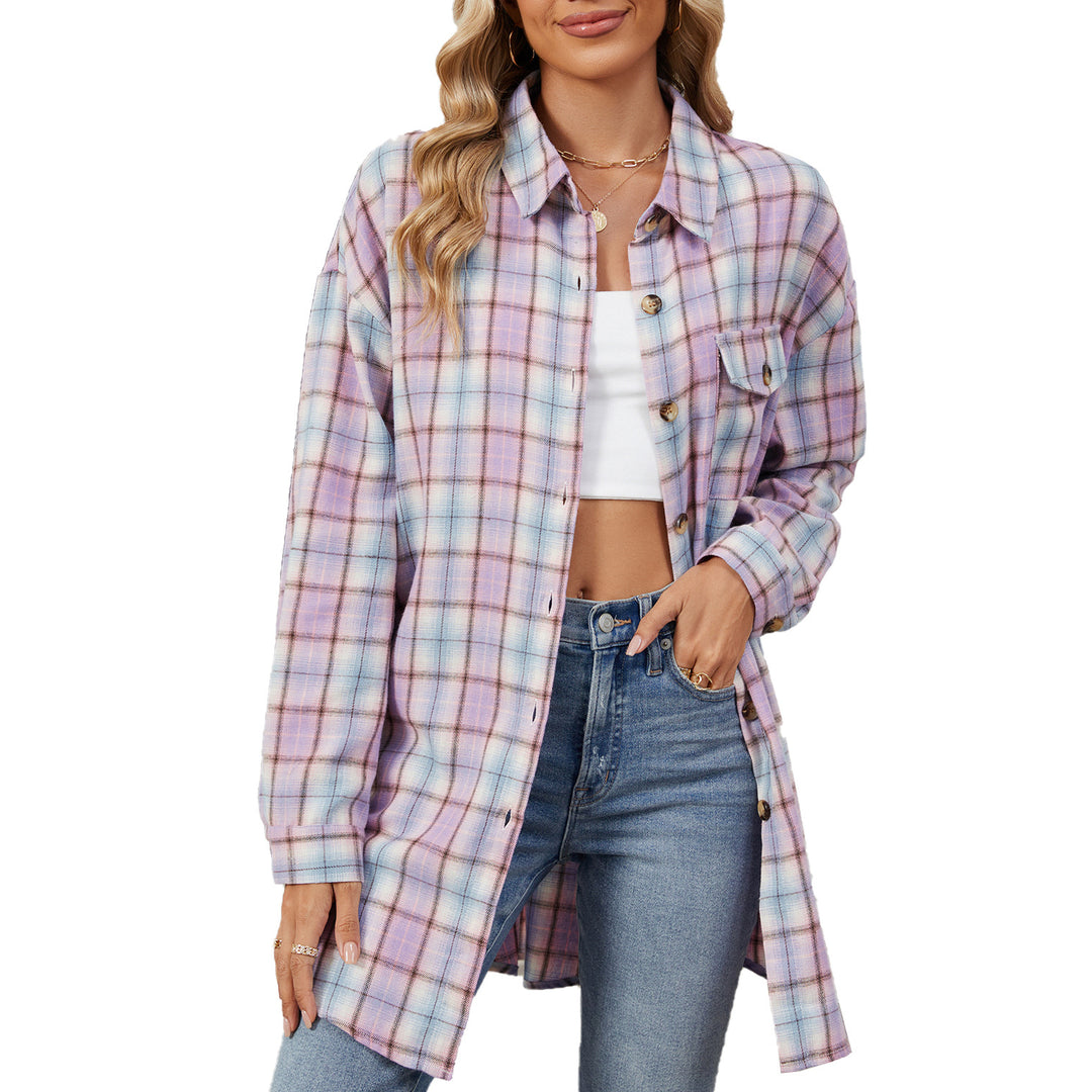 Women's oversized checkered shirt with a relaxed fit and button details Lune London