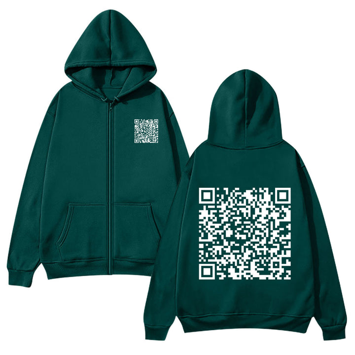 Women's hoodie jacket with QR code design and soft fleece Lune London