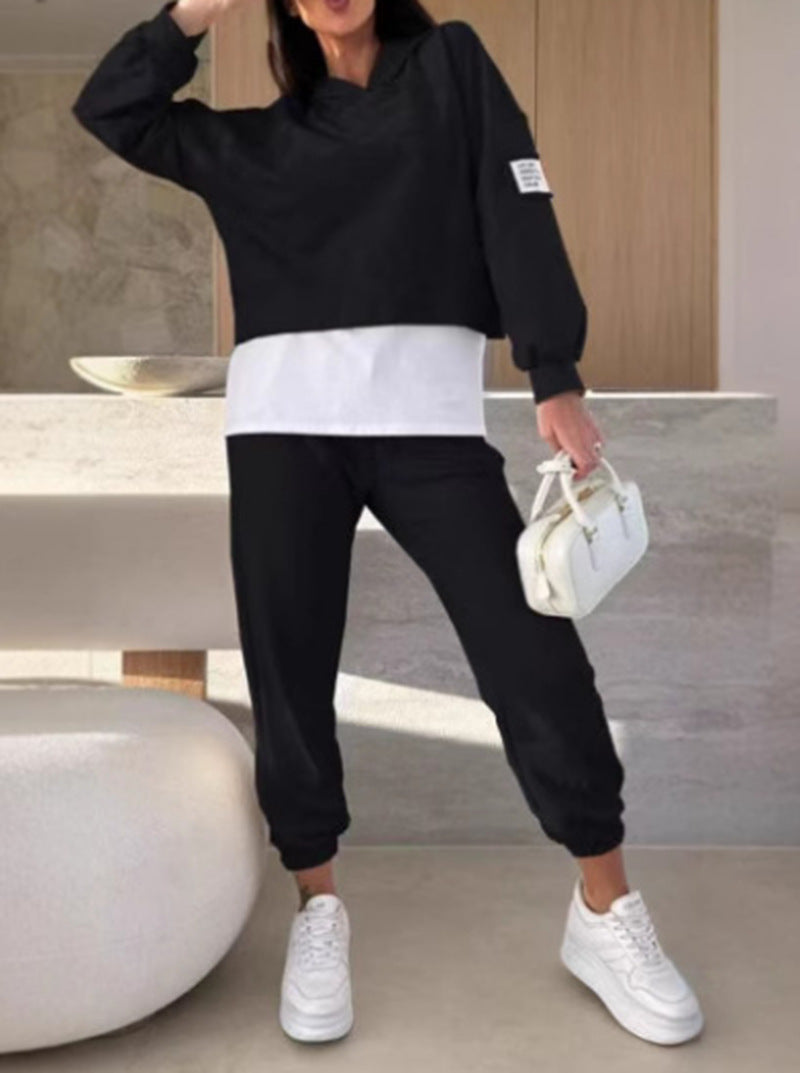Ensemble de hoodie décontracté pour femme avec taille élastique et manches volumineuses Chic & Stil
