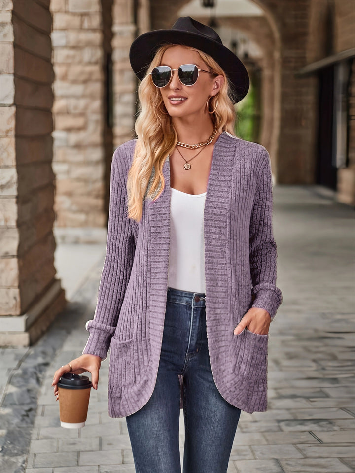 Knitted jacket for women with long sleeves and textured design Lune London