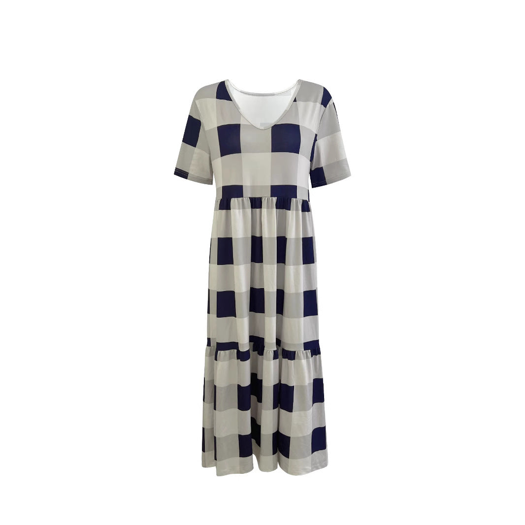 Long plaid patterned long sleeve dress for women with a flowy fit Lune London