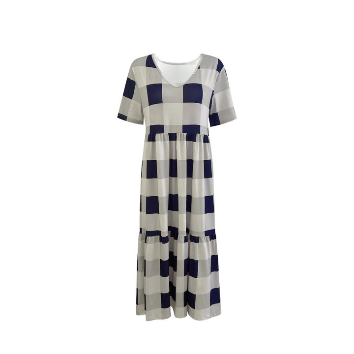Long plaid patterned long sleeve dress for women with a flowy fit Lune London