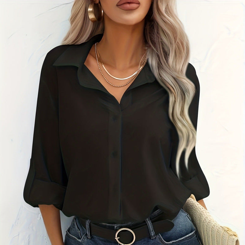Ladies elegant long sleeve shirt in breathable cotton Lune London
