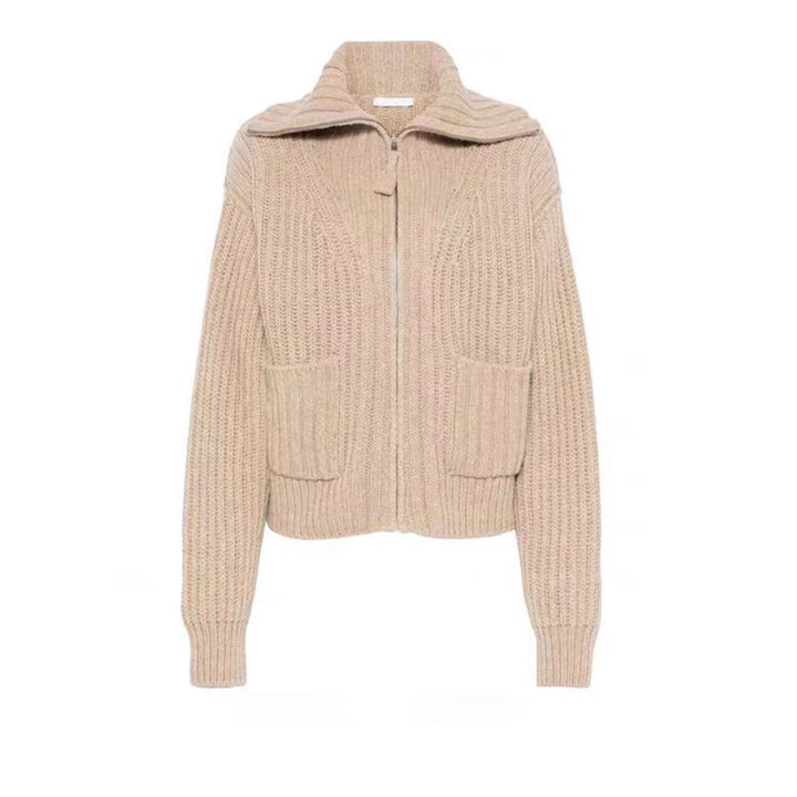 Pull en maille épaisse à la mode pour femmes avec col montant et poches pratiques Chic & Stil