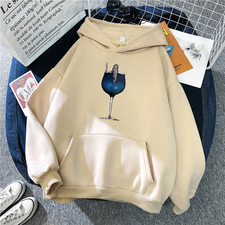 Women's hoodie with creative cocktail design Chic & Stil