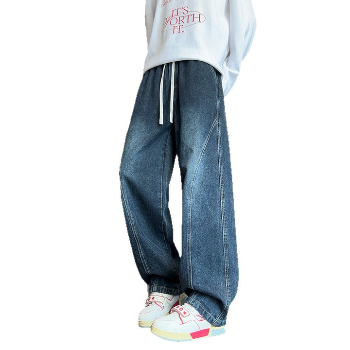 Women Wide Leg Jeans with Elastic Belt and Casual Chic Design