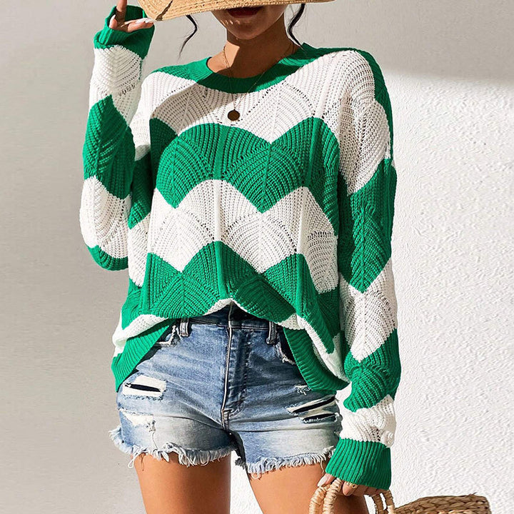 Pull en tricot pour femmes avec motif ondulé et coupe ample Chic & Stil