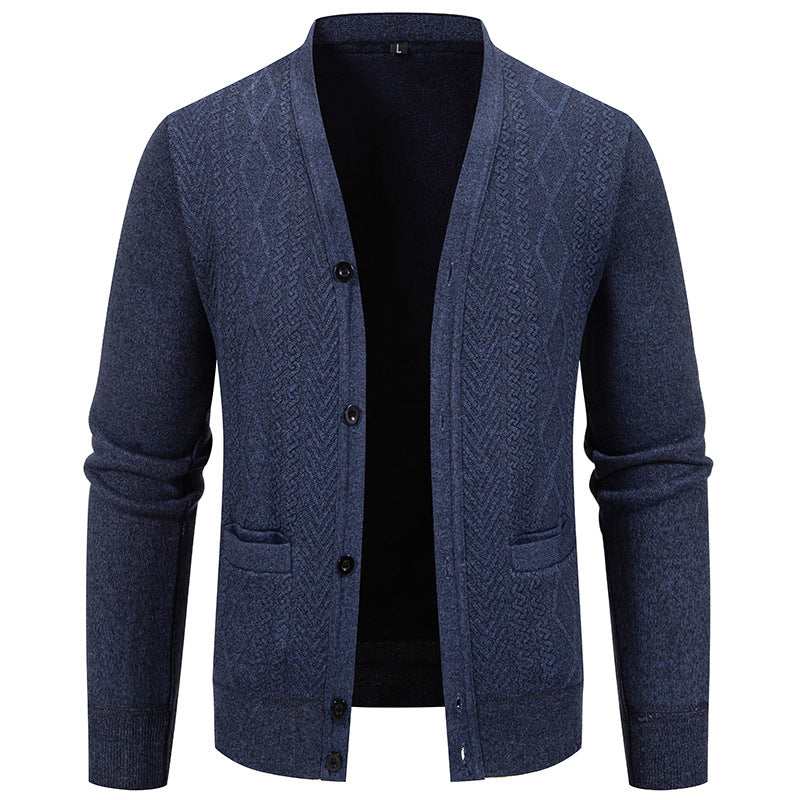 Men's knitted jacket with textured design and button closure Lune London