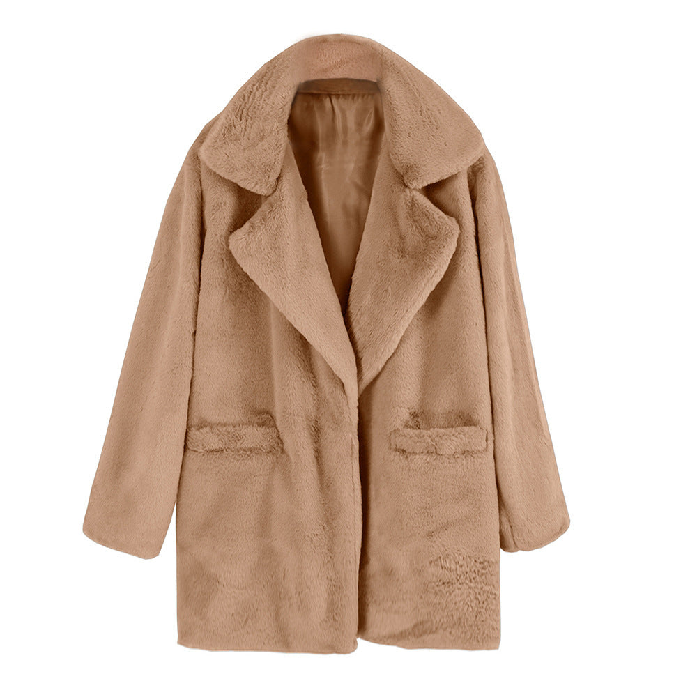 Women's oversized cozy cotton coat with luxurious faux fur Lune London