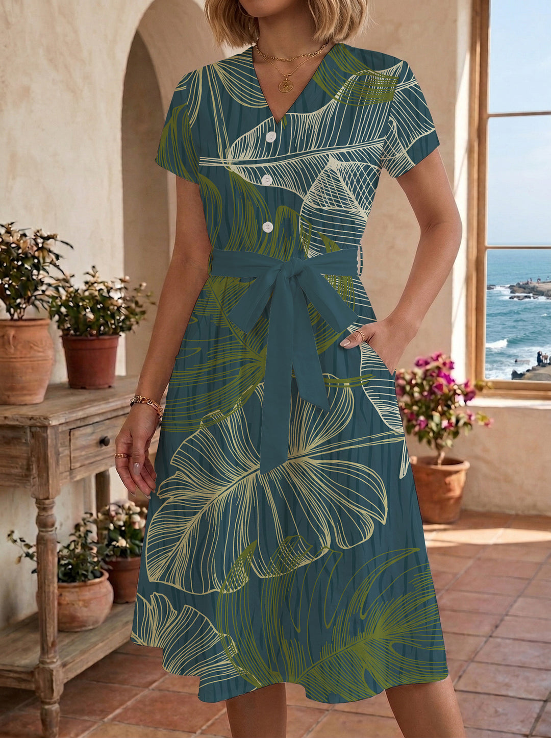 Women’s midi dress with floral design and comfortable fit Lune London