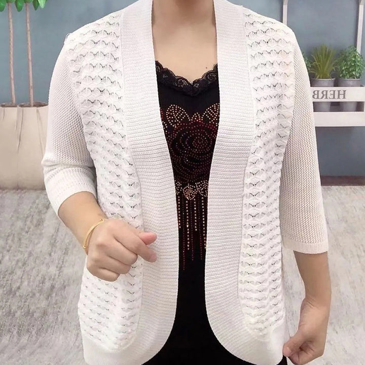 Knit jacket for women with 3/4 sleeves and a textured pattern Lune London