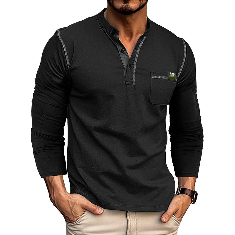 Men's long sleeve shirt with half-button and chest pocket Lune London