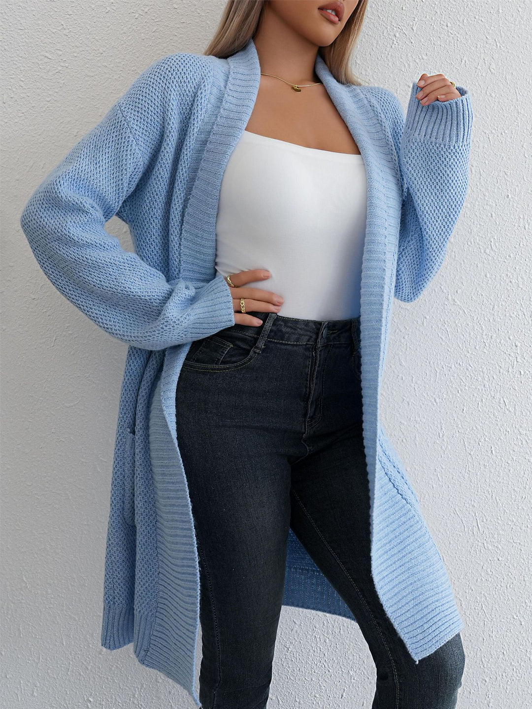 Cardigan en tricot épais pour femmes avec découpe ouverte et texture fine Chic & Stil