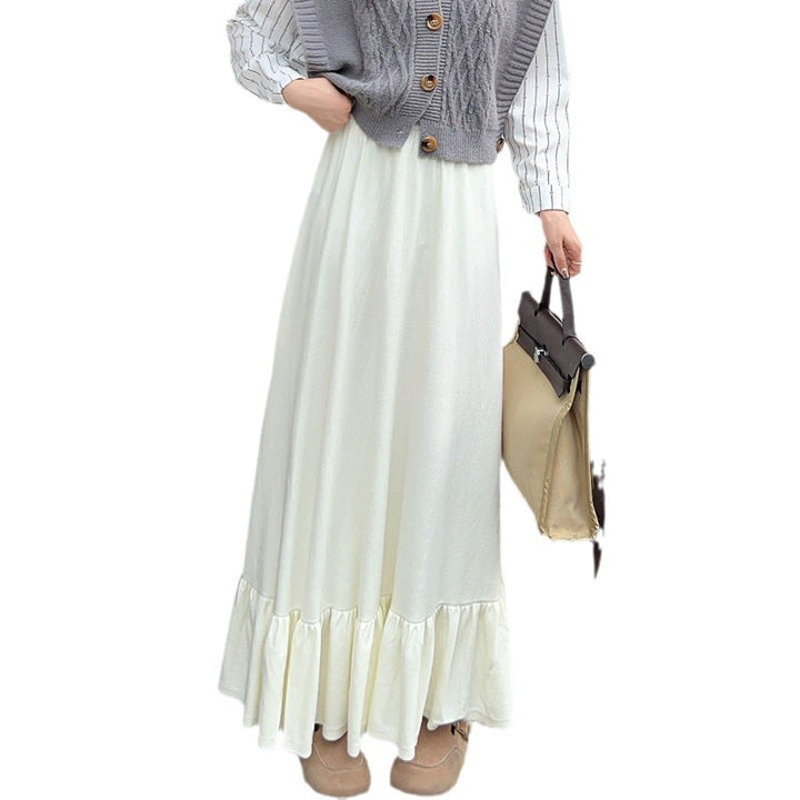 Maxi skirt for ladies with ruffled hem finish and elastic waistband Lune London