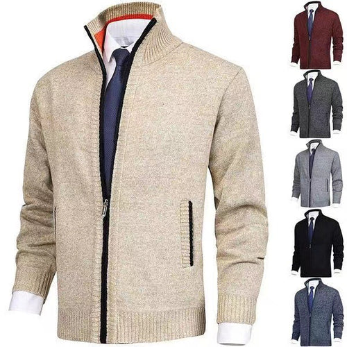 Men's knit jacket with high collar and stylish contrasting details Lune London