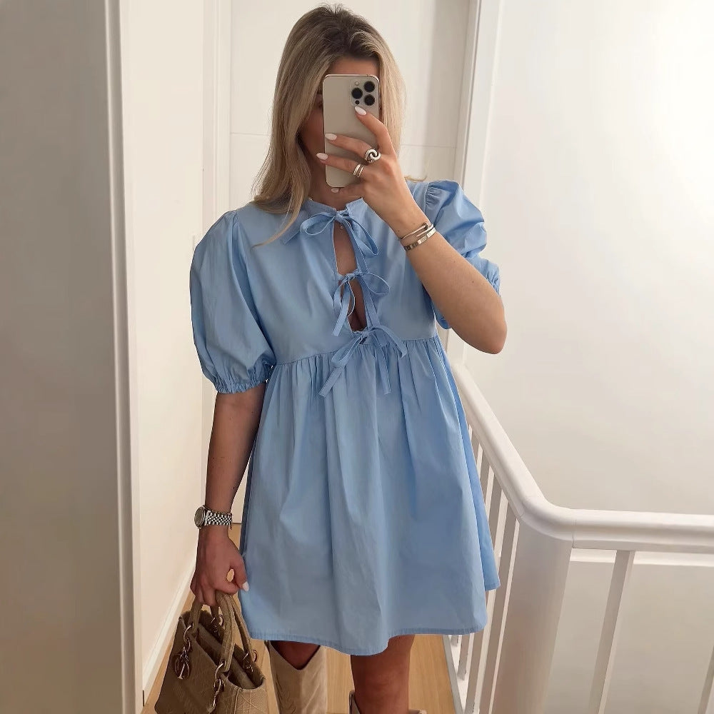 Summer dress for women with casual leopard print and voluminous sleeves Lune London