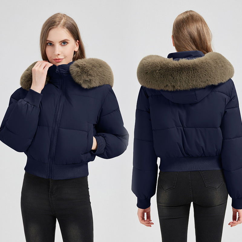 Lady short quilted jacket with removable faux fur collar Lune London