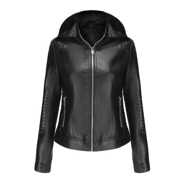 High-quality synthetic leather hooded jacket for women Lune London