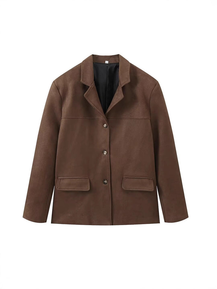 Lune London faux leather elegant jacket for women with patch pockets