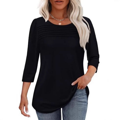 Women’s long sleeve shirt with pleat details Chic & Stil