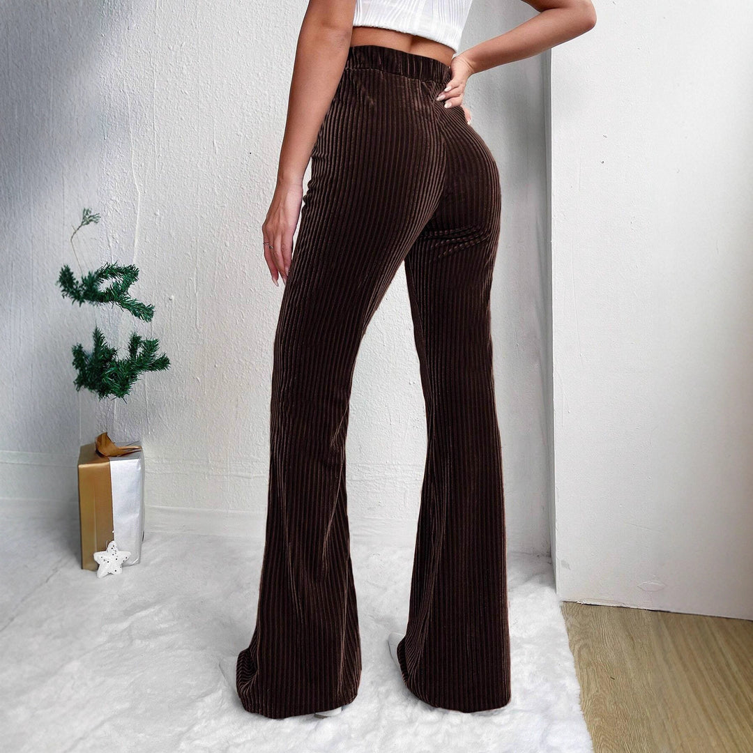 Women Elegant and Comfortable Satin Pants with Vertical Stripes Lune London