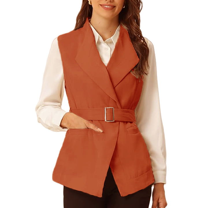 Women elegant fitted vest with beautiful belt accent Lune London