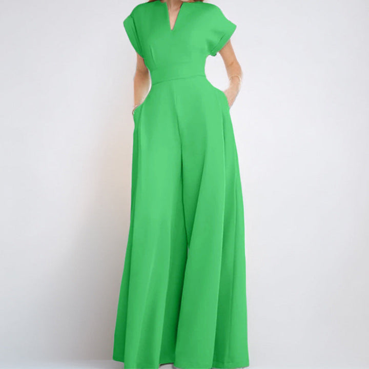 Women Elegant Jumpsuit with Wide Leg and Shawl Collar Lune London