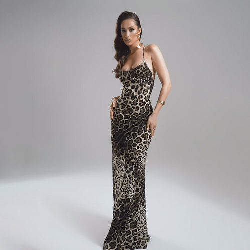 Ladies Chic and Stylish Maxi Nightgown Leopard Print