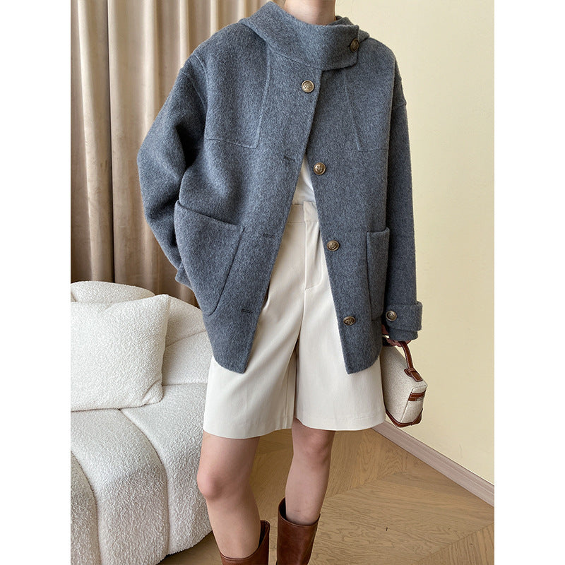Women's fleece long jacket with oversized cut and large pockets Chic & Stil