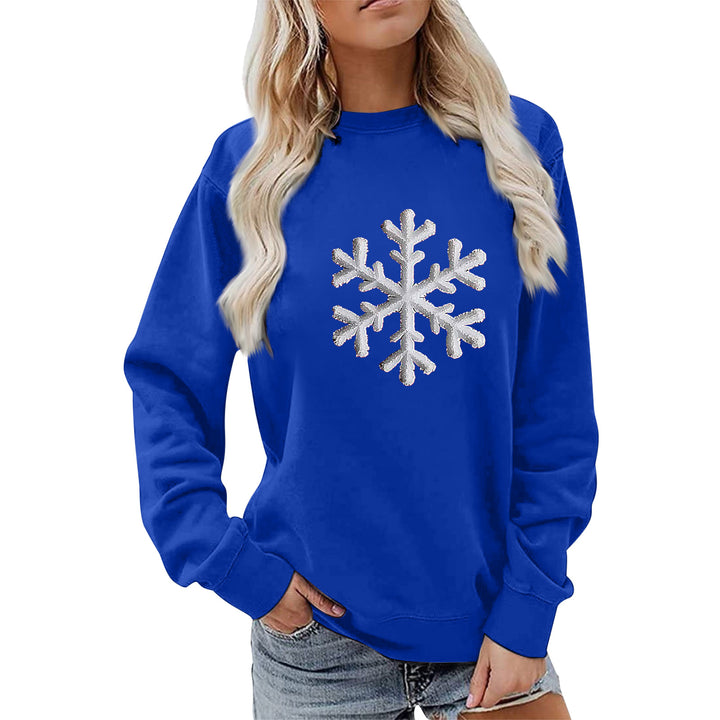Sweat-shirt pour femmes avec design de flocon de neige brillant et coupe décontractée Chic & Stil