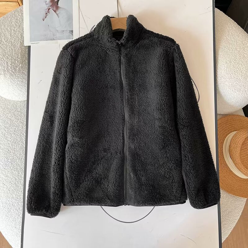 Veste en polaire moelleuse pour femmes avec col haut et fermeture éclair Chic & Stil