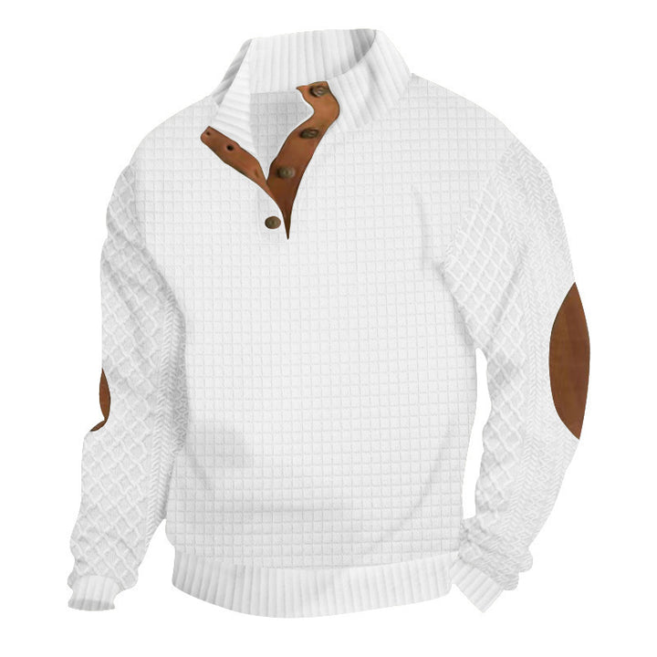 Men's sweater with high collar and leather applications Lune London