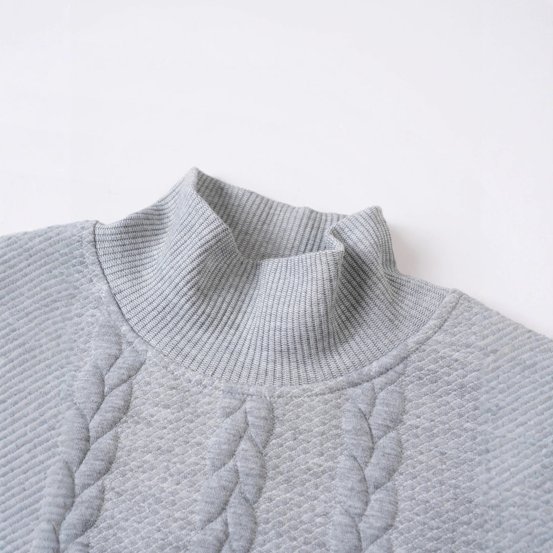 Elegant knitted sweater for men with high collar and relief pattern Lune London