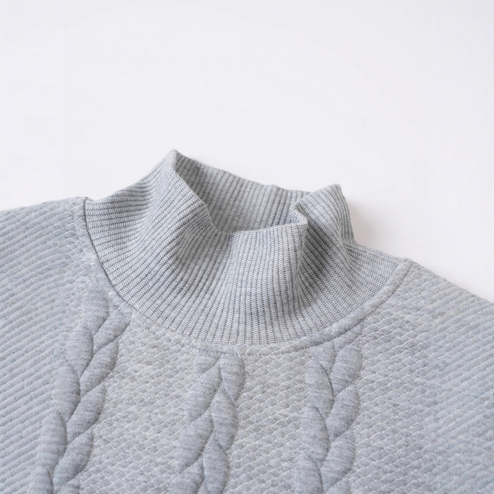 Elegant knitted sweater for men with high collar and relief pattern Lune London