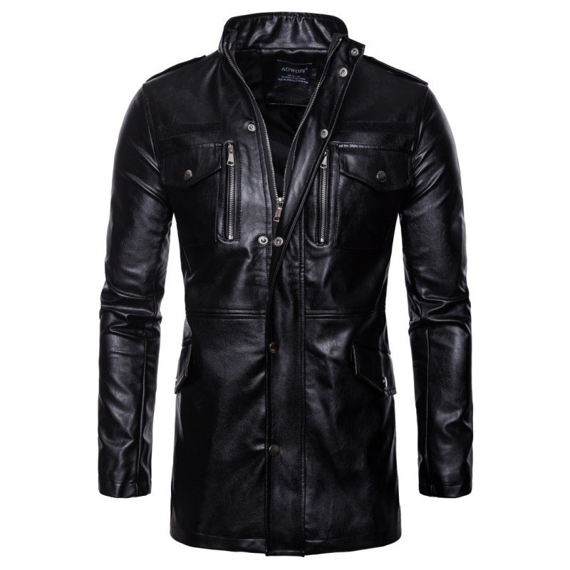 Fashion faux leather jacket for men with practical pockets and asymmetrical zipper Lune London