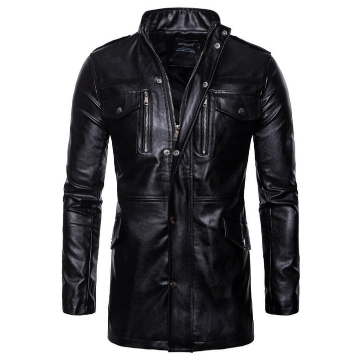 Fashion faux leather jacket for men with practical pockets and asymmetrical zipper Lune London