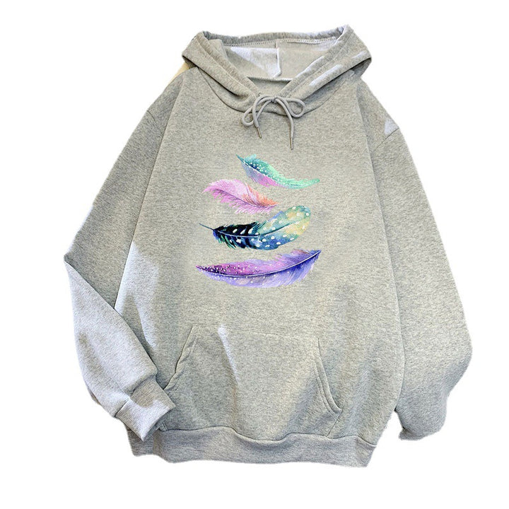 Women's hoodie with artistic feather motif Chic & Stil