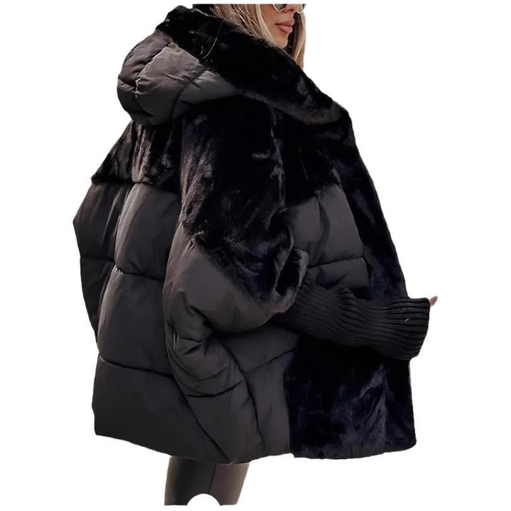 Ladies oversized quilted jacket with faux fur and hood Lune London