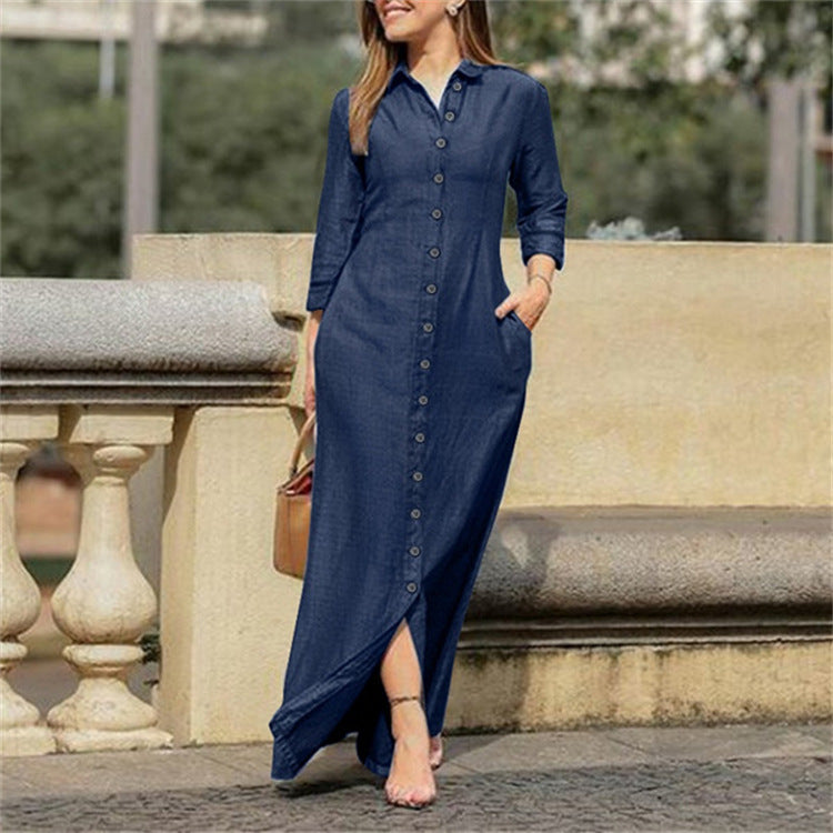 Shirt dress for women with side pockets and button closure Lune London