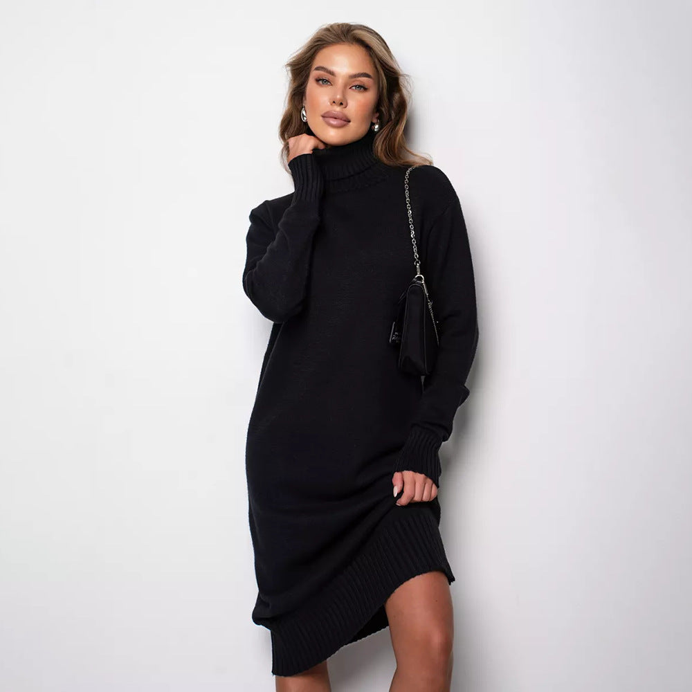 Robe tricotée pour femme avec col roulé et coupe décontractée Chic & Stil
