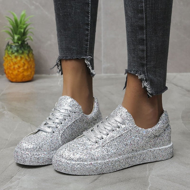 Ladies Casual Glitter Sneakers with Breathable Sole and Slip-Resistant Design Lune London