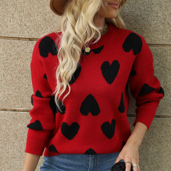 Pull pour femmes avec motif cœur et coupe décontractée Chic & Stil
