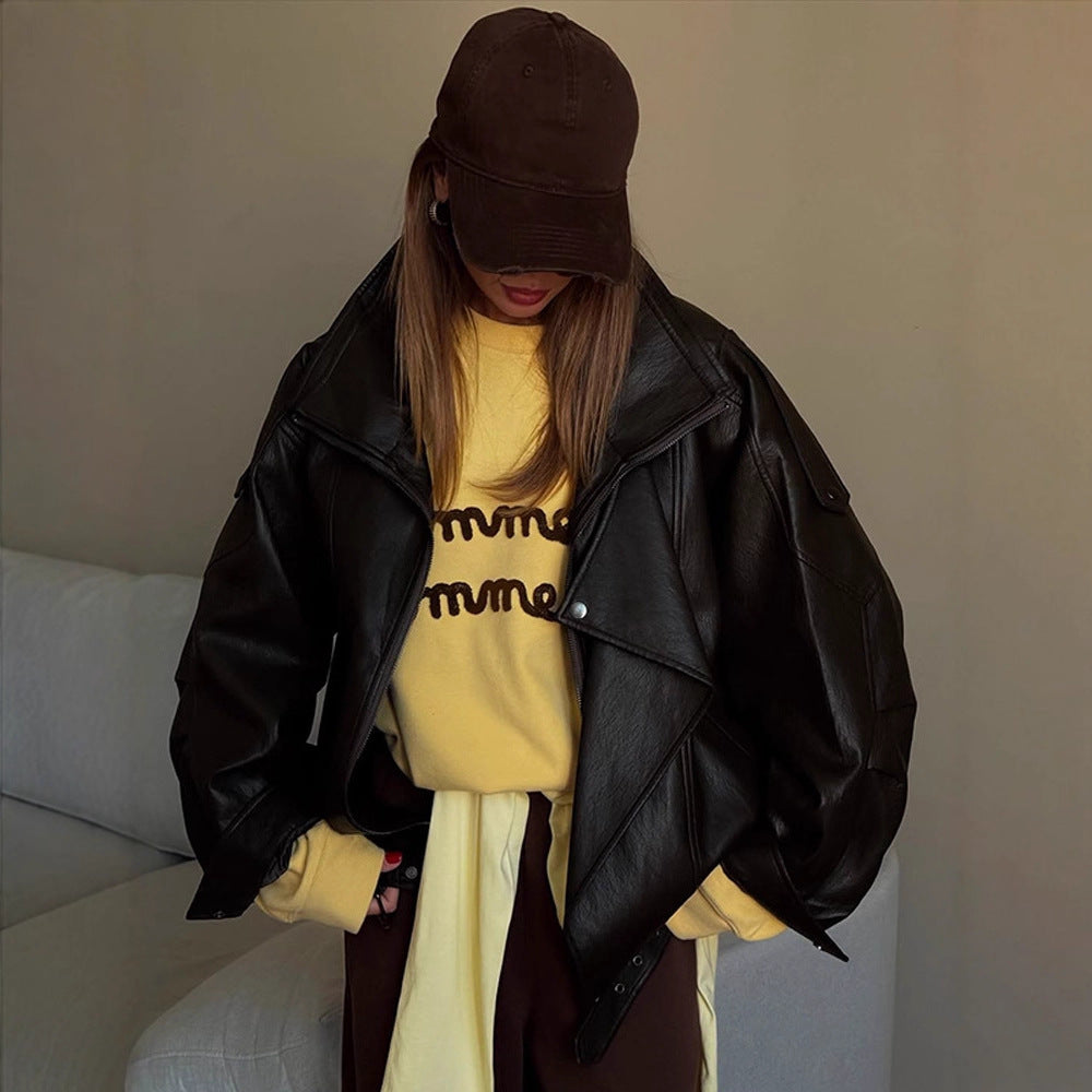 Women's Oversized Leather Jacket Chic Und Stil
