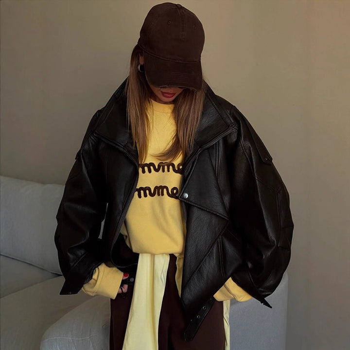 Women's Oversized Leather Jacket Chic Und Stil