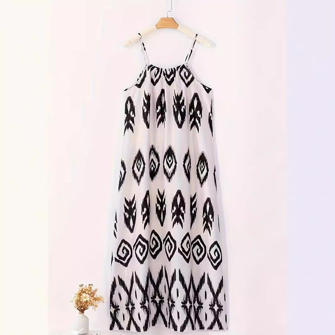 Airy maxi dress for women with an elegant ethnic pattern Lune London