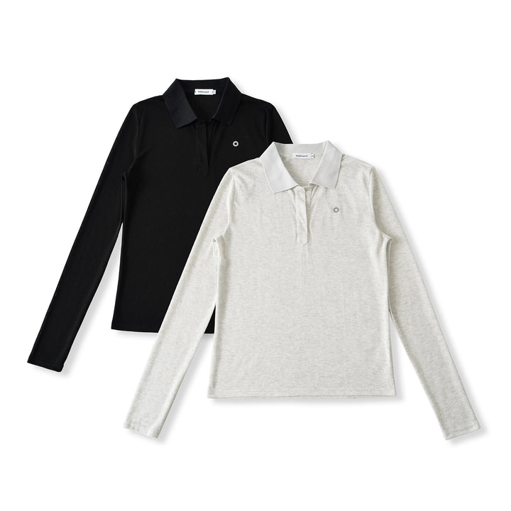 Long sleeve polo shirt for women with a modern collar and a high-quality material blend Lune London