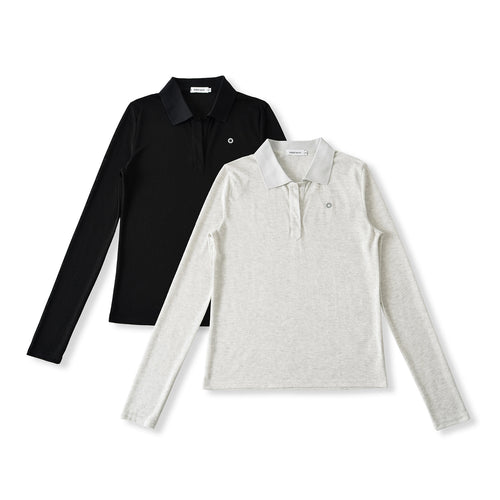 Long sleeve polo shirt for women with a modern collar and a high-quality material blend Lune London