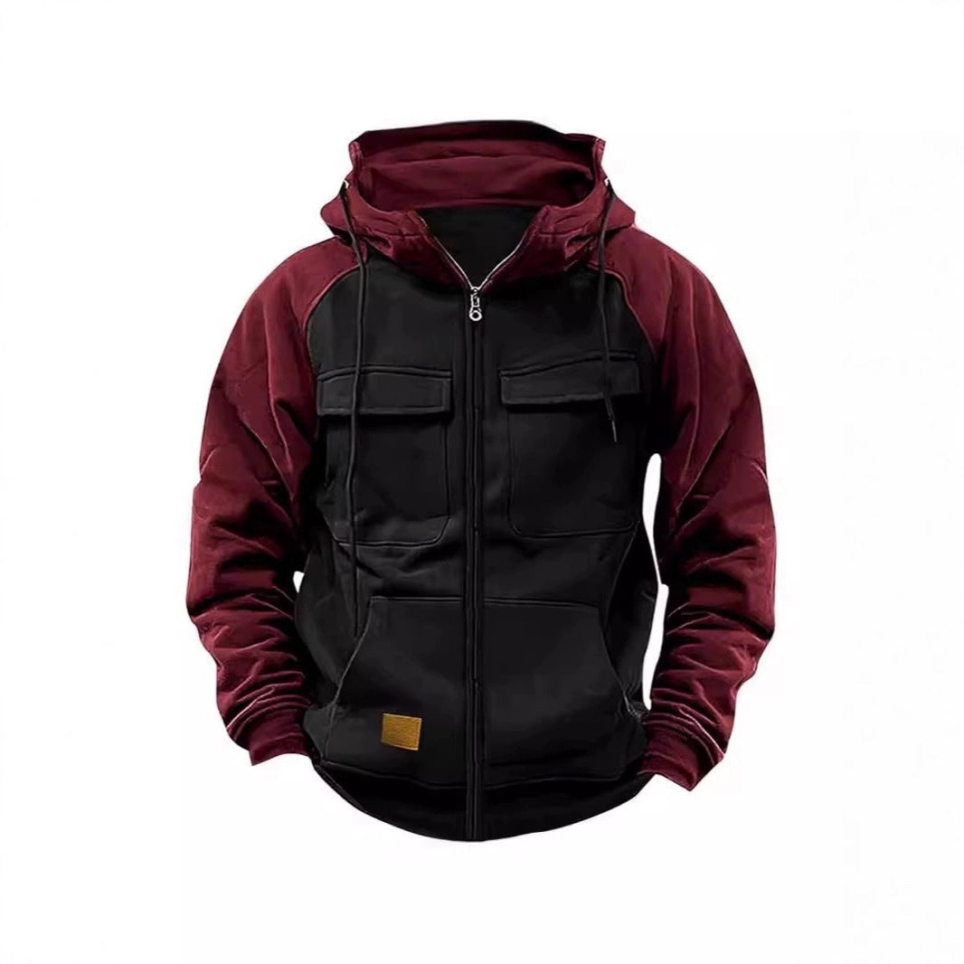 Sporty hooded jacket for men with practical pockets and zipper Lune London